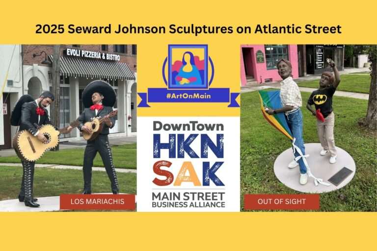 Two Seward Johnson Bronze Sculptures Installed on Atlantic Street